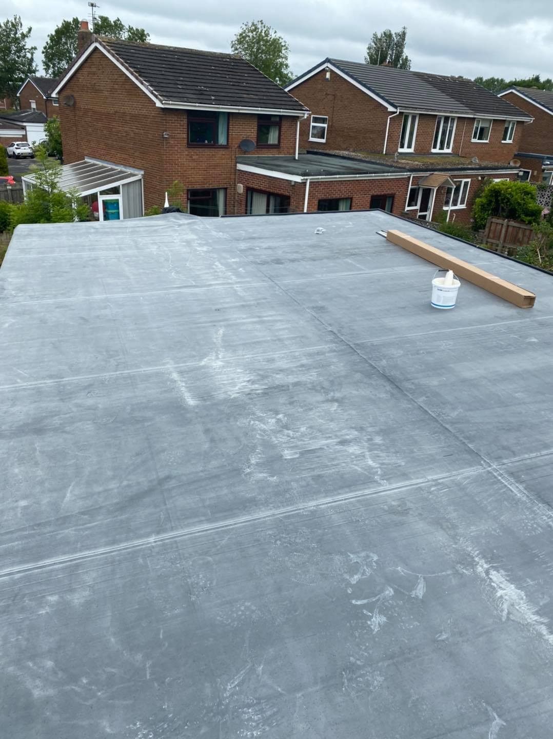 Completed flat roof on a residential extension