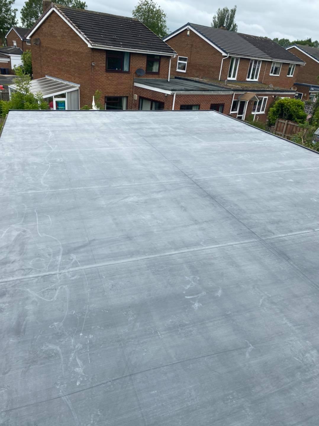 Completed residential roofing work