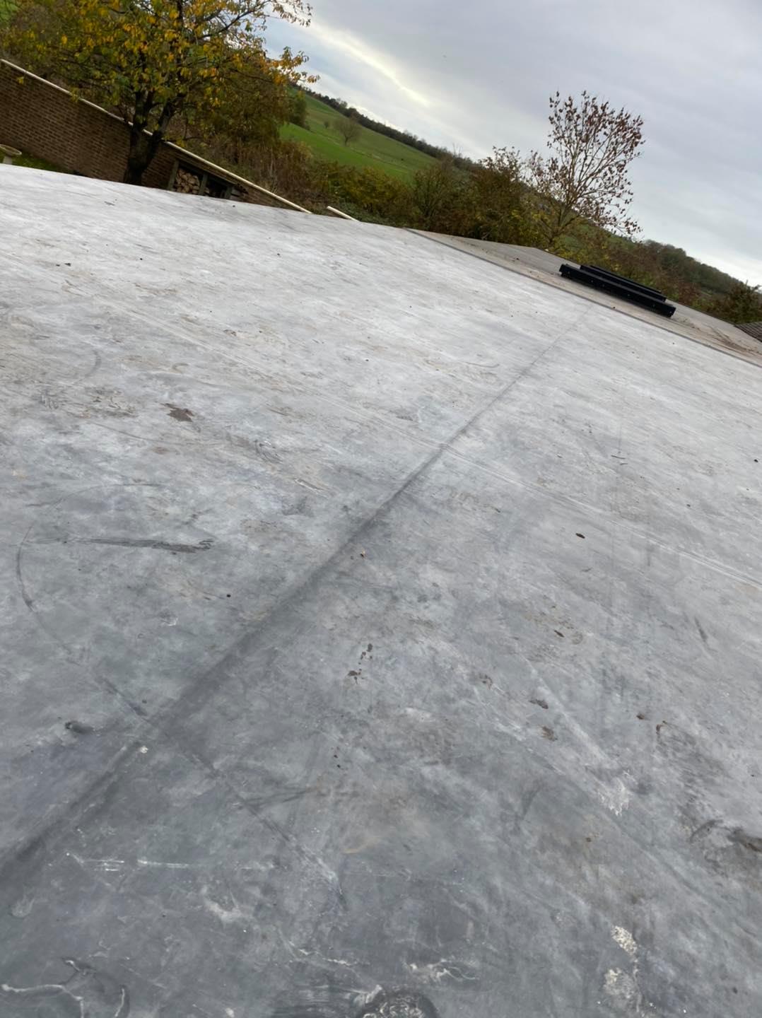 Large completed flat roof membrane
