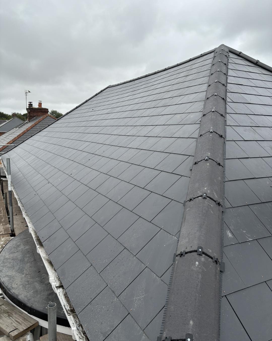 Completed slate-style roof